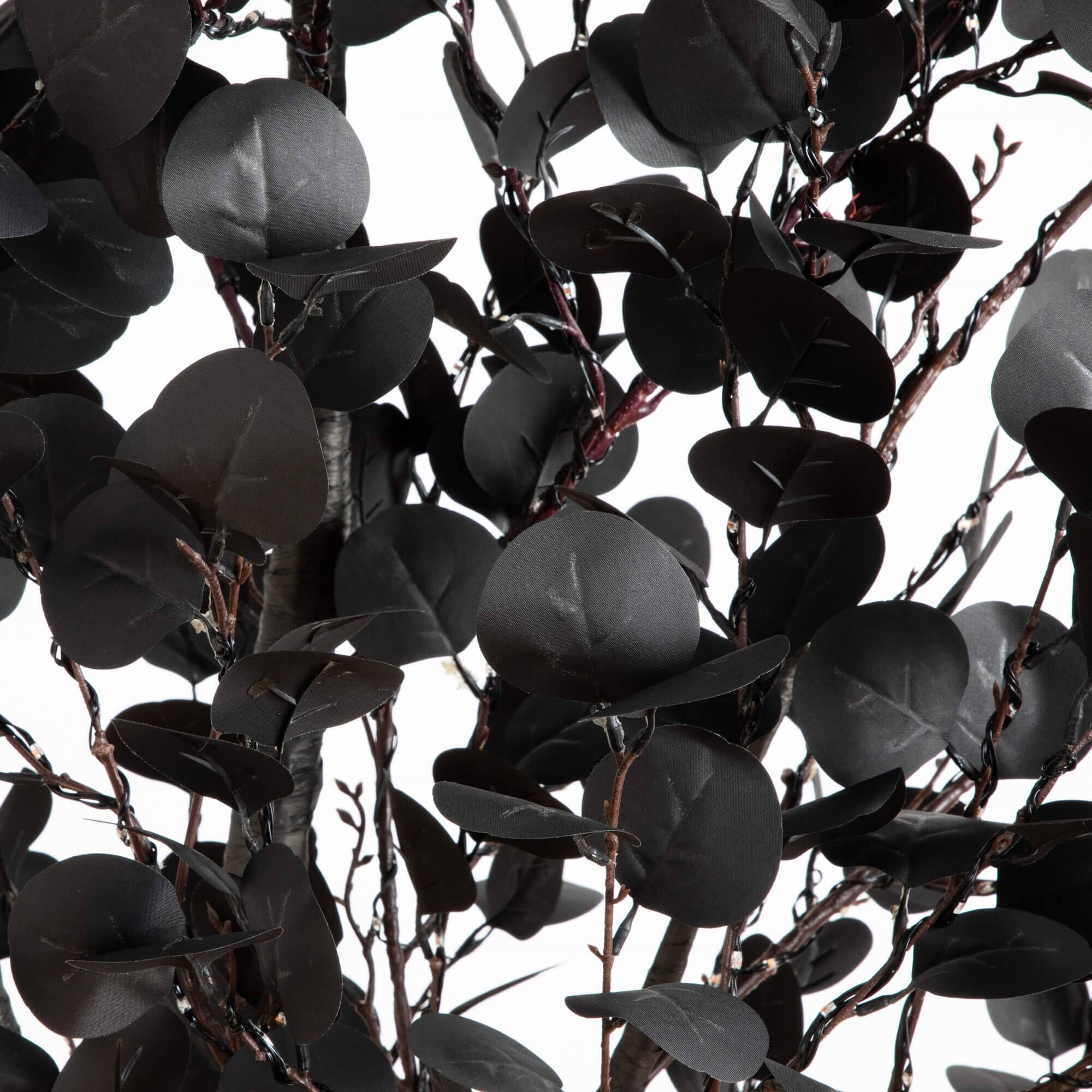 8ft. Pre-Lit Artificial Halloween Black Eucalyptus Tree with 540 Orange & Purple LED Lights